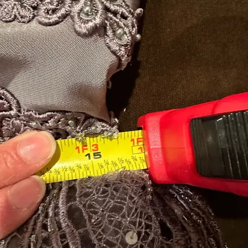 Montage By Mon Cheri Elegant Pewter Frost Gown W/Jacket Set Color Sz. 12 Purple