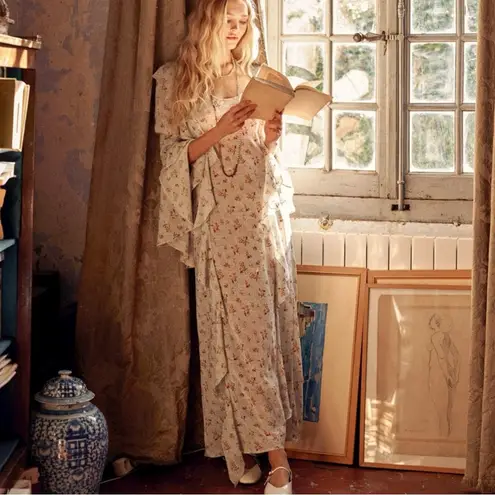 Spell & The Gypsy Ethereal Bohemian Witchy Fleur Frill Bias Maxi Dress XXL White