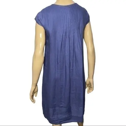 Sundance Women’s Size XS Blue w Mint Green Embroidered Smocked Front Linen Dress