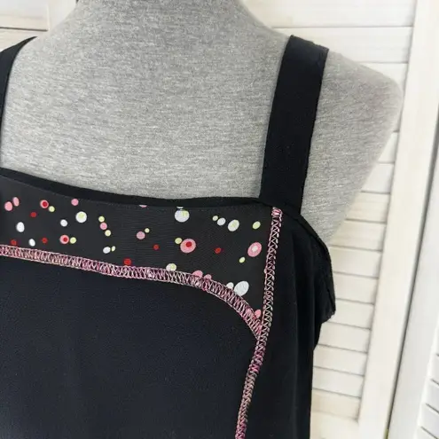 Tommy n Loulou Y2K Panel Crop Tank Top Black Pink Medium