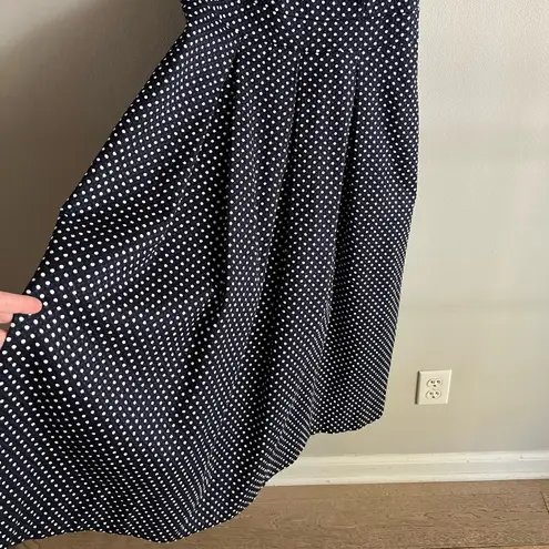The Limited Navy Polka Dot Halter Dress Size 2 | Fit & Flare Retro Sleeveless
