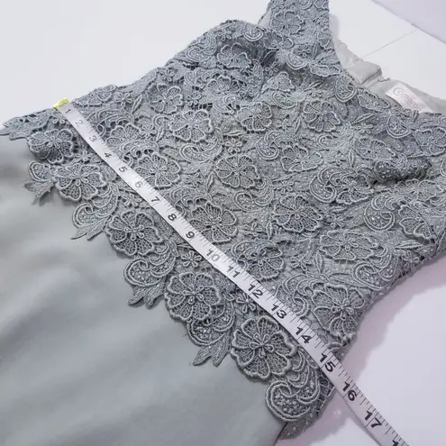 Cameron Blake by Mon Cheri Women size 6P Green Lace Tiered Long Formal Dress