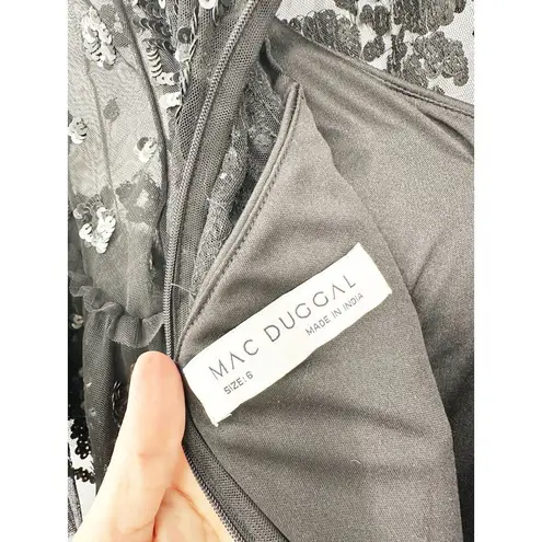 Mac Duggal Black Embellished Illusion High Neck Mini Dress 6 NEW