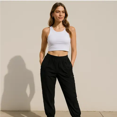 Elie Tahari Black Lace Detail Jogger Pants Women’s Size Medium