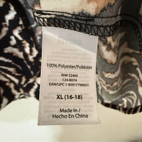 Sofia by Sofia Vergara Black and Tan Zebra Print Button Down Shirt Size XL