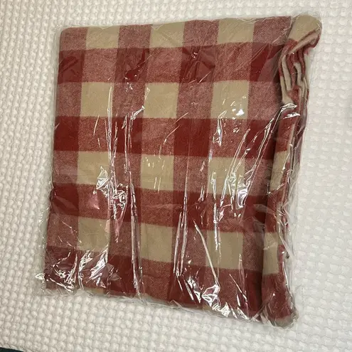 Starbucks Scarf Uber Eats x Red Beige Best Fall Ever Fringe Buffalo Plaid B2