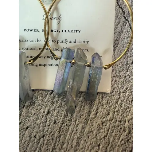 NEW IN CARD Luna Norte 14KT Plated Brass Quartz Hoop Earrings Gold