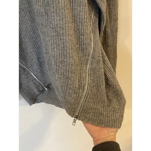autumn cashmere Gray Women's L Pullover Cashmere Sweater W/ Zipper Accent