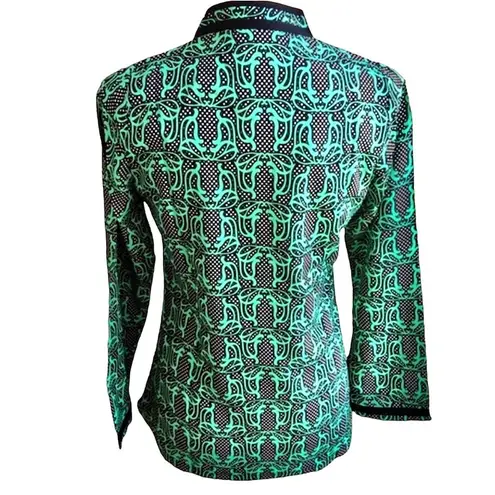 Tracy Negoshian Black & Green Georgia Polka Dot Swirl Tunic Size Medium