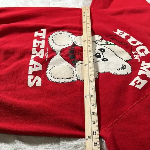 Red Hug Me In Texas 80s Christmas Teddy Bear Vintage Sweatshirt 1987 size XL