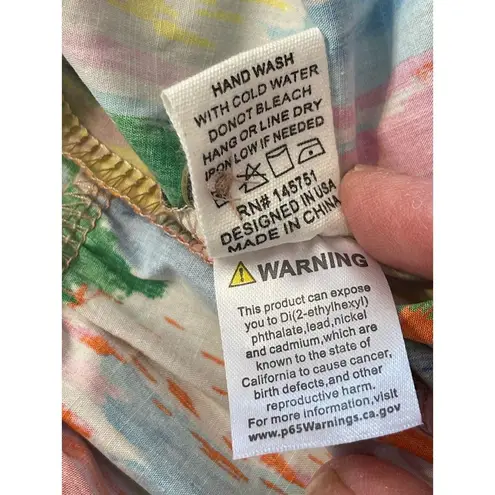 Peach Love California Dress Watercolor Works Tiered Long Gathered Sleeve Rainbow