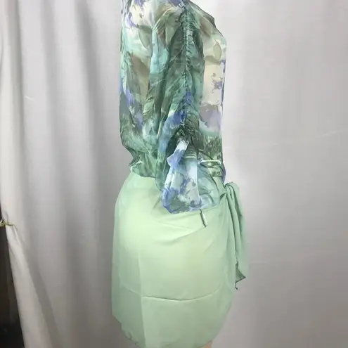 Zuliana Beach Cover Up Sarong & Tropical Print Top New Green Size undefined