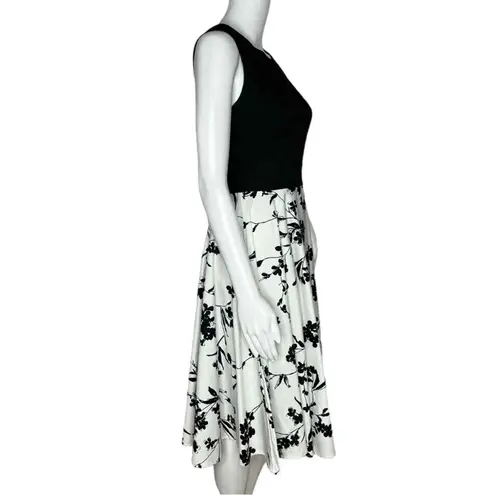 Grace Karin Dress Womens Small Black White Floral Fit & Flare Retro Tea Dress