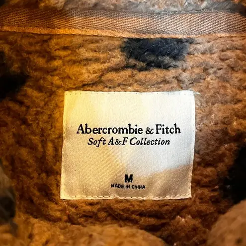 Abercrombie & Fitch  M Leopard Fleece Sherpa Soft Pullover Jacket Animal Print - Image 8