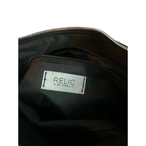 Relic by Fossil Black Crossbody Bag Purse Three Zipper Pockets Everyday Handbag