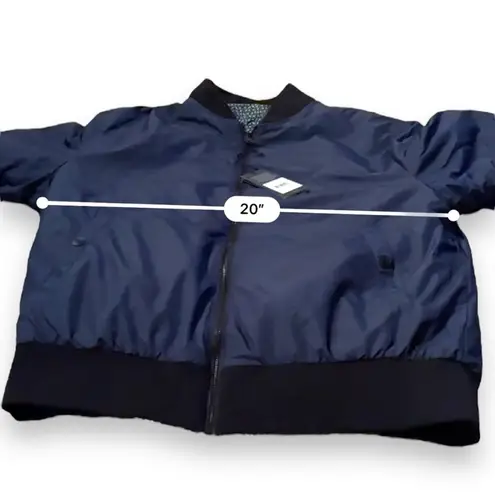 WRK Work Rest Karma Jacquard Reversible Navy Blue Bomber Jacket Sz S NEW