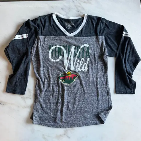 Soft As A Grape Minnesota Wild NHL Women's XL Long Sleeve Gray Graphic Top