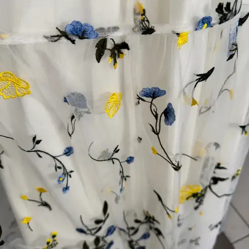 Monique Lhuillier Floral Embroidered Maxi Dress Ivory White Size 4 NWT