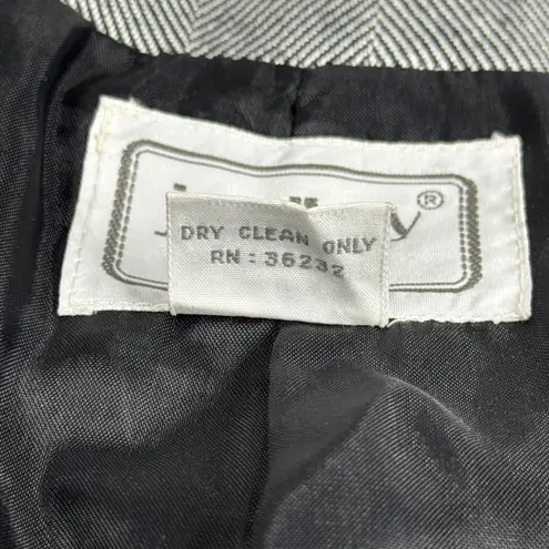 Vintage J Gallery Blazer Womens 7 8 Gray Herringbone Padded Shoulder Power Suit Size 8P