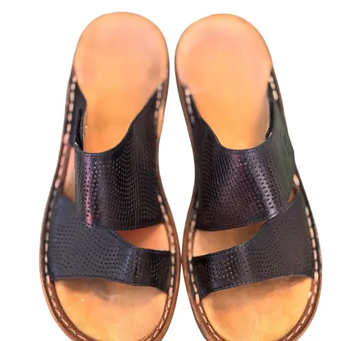 Rieker Leather Slide Sandals Black Comfort Slip