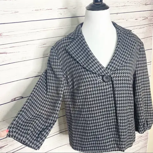 East 5th Black & Grey Cropped Houndstooth Blazer Jacket Size Large