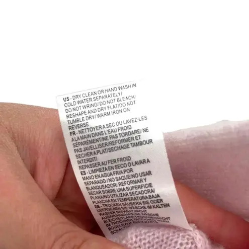 Minnie Rose Cashmere Frayed Edge Cropped V-Neck Sweater Pink Size Small - Image 9