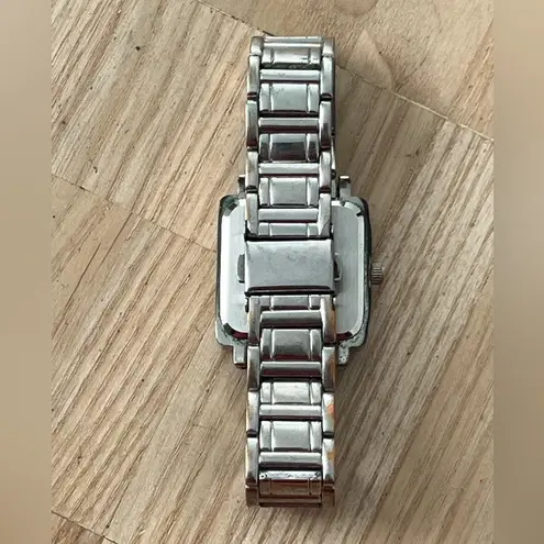 Decade Pearl and Crystal Ladies Watch Square Dial Metal Bracelet Silver