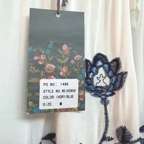 NWT Grand & Greene Embroidered Off Shoulder Peasant Top Bohemian Blouse M White Size M