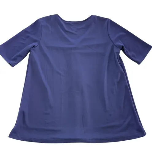 Gilli Shirt Womens Small Purple Short Sleeve V Neck Flare Stretch USA Blue