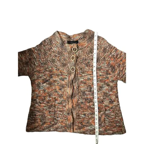 Venue knitted orange gray and white shrug with accent button and front pockets S Size L
