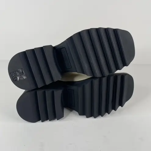 Karl Lagerfeld Paris Ivory Chunky Heel Embellished Platform Combat Boot Size 9.5