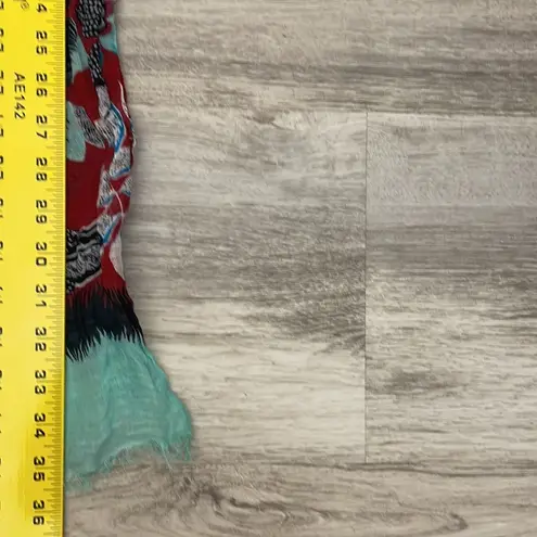 Red, Blue, White Floral Scarf One Size Blue