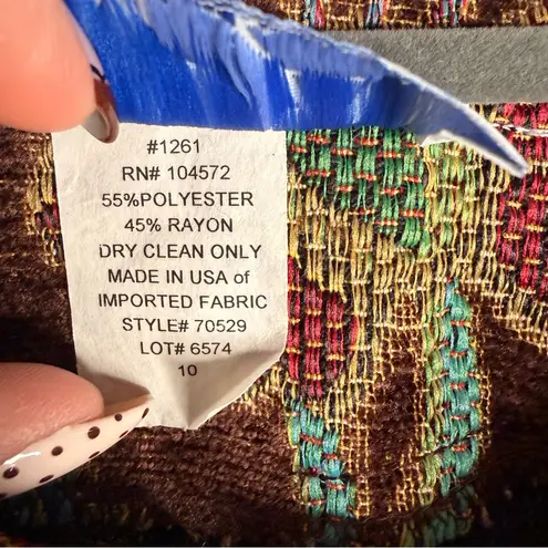 RFA Classics Tapestry Jacket Size 10 Floral Pattern Brocade Brown Teal Pink Coat