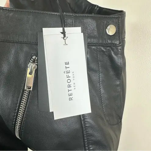 NEW Retrofête Honey Leather Pant Womens XS Black Chic Loose Fit Cargo Pockets