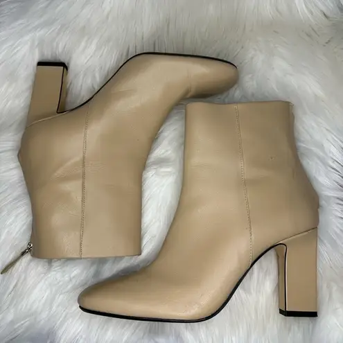 ZARA  Cream Go Go Boots Leather Heels Square Round Toe Heel 39