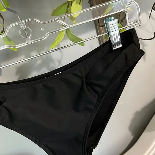 Black Solid Bikini Bottom Swimsuit Womens Medium Side Slits