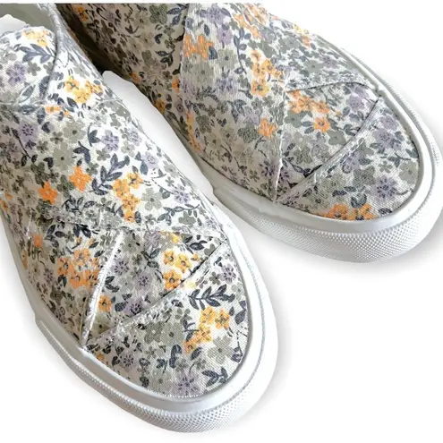 Gypsy Jazz Lavender Yellow Floral Ivory Sneaker Size 8