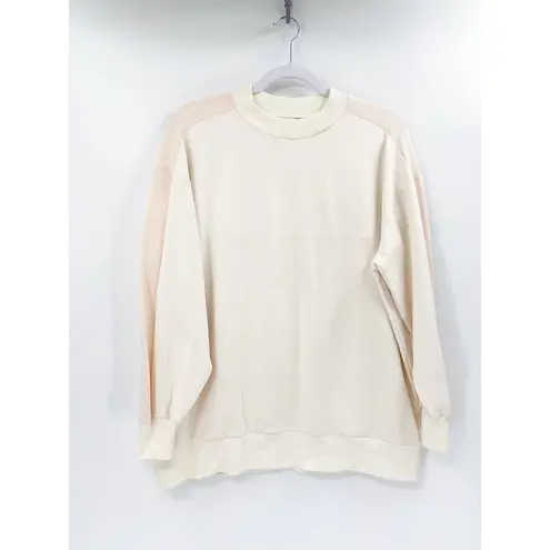 Club Monaco Cream Pink Colorblock Crewneck Pullover Sweatshirt Size Small