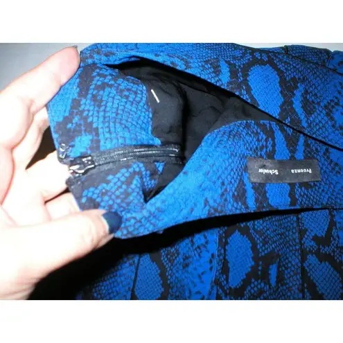 Proenza Schouler New Womens 4 Pleated Snake Print Silk Chiffon Skirt Blue Black