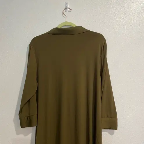 H by Halston Olive Green Oversized Tunic Sz MP