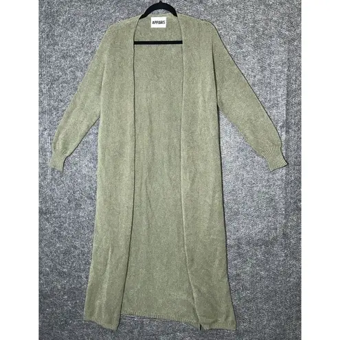 APPARIS Long Duster Cardigan Sweater Olive Green Maxi Split Sides Made in Italy Size undefined