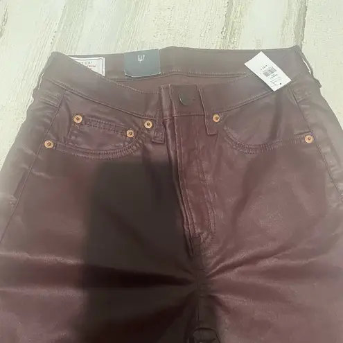 Gap Burgundy Maroon Faux Leather Pants NWT Size 27 Tall Modern Slim Red