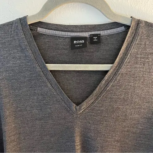 Hugo Boss Boss Top Silk & Cashmere Grey Long Sleeves V Neck Top Sz L EUC