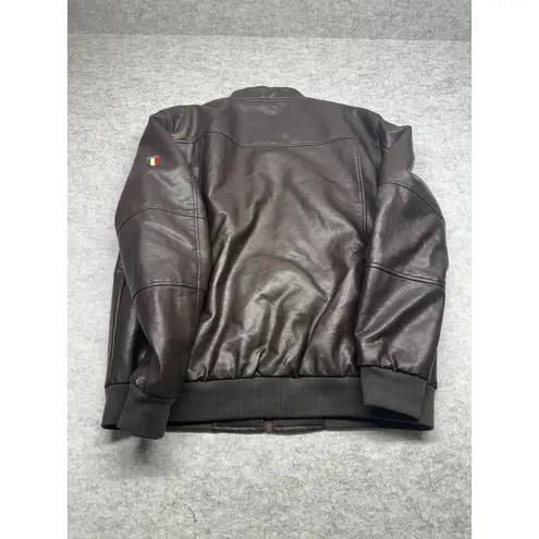 AC/DC Italia Bomber Jacket Mens 2XL Faux Leather Made In Italy AC Lined Wings Crest