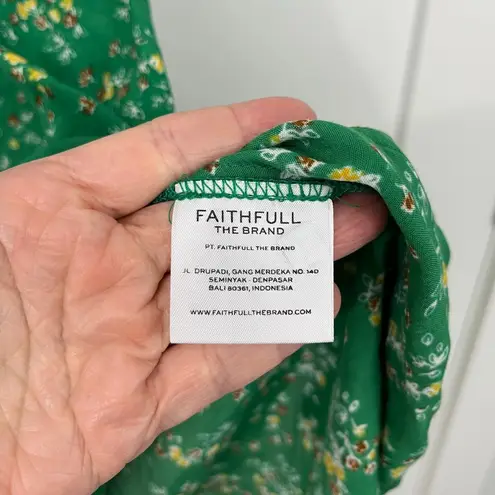 Faithfull the Brand Size 4 Green Floral Esther Open Back Tie Tank Mini Sundress