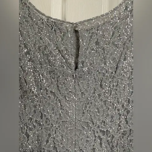 Slny WOMEN’S SEQUINED LACE A-LINE SILVER EVENING DRESS SIZE 14 NWT