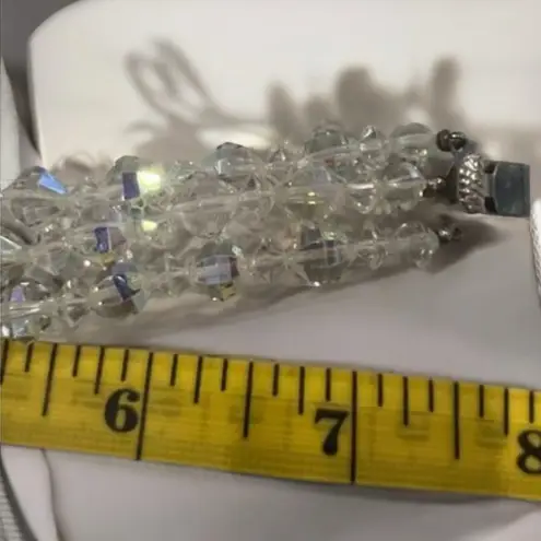 Vintage Aurora Borealis Crystal Bead Bracelet 1950s Old Hollywood Glam