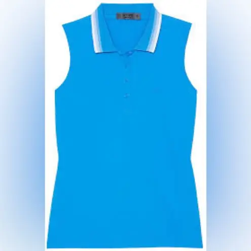 G/Fore Pleated Collar Tech Nylon Sleeveless Polo CERULEAN Blue Size XL NWT