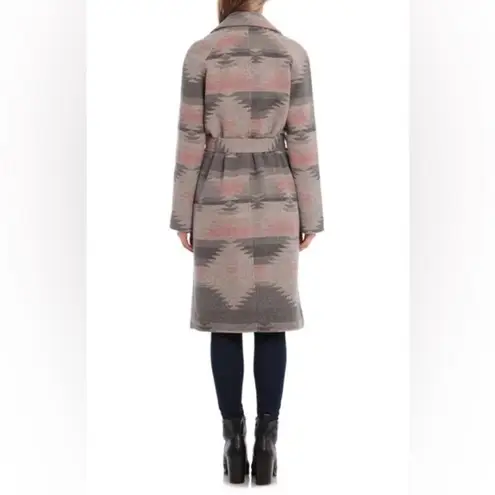 Avec Les Filles Wool Blend Belted Blanket Walking Coat Grey Aztec NEW Size 2XL