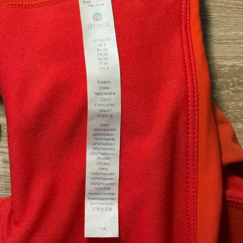 CRZ Yoga Orange Athletic Workout Tank Top Cropped XS Adjustable Straps Padded